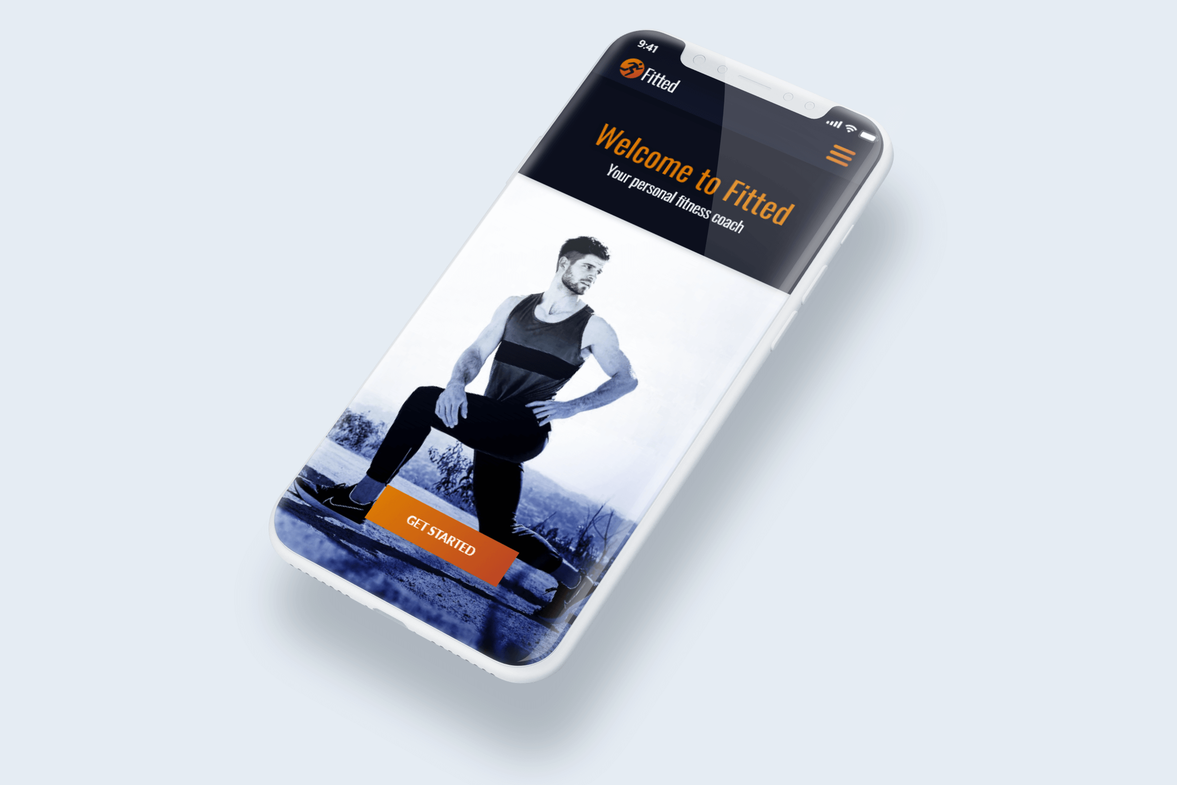 Fitted mobile fitness app displayed in an iPhone.